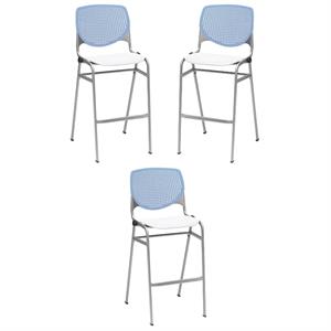 Home Square Stack Barstool in Peri Blue Back/White Seat - Set of 3