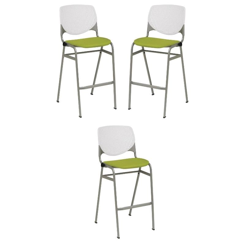 Home Square Stack Fabric Upholstered Seat Barstool in Avocado - Set of 3