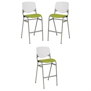Home Square Stack Fabric Upholstered Seat Barstool in Avocado - Set of 3