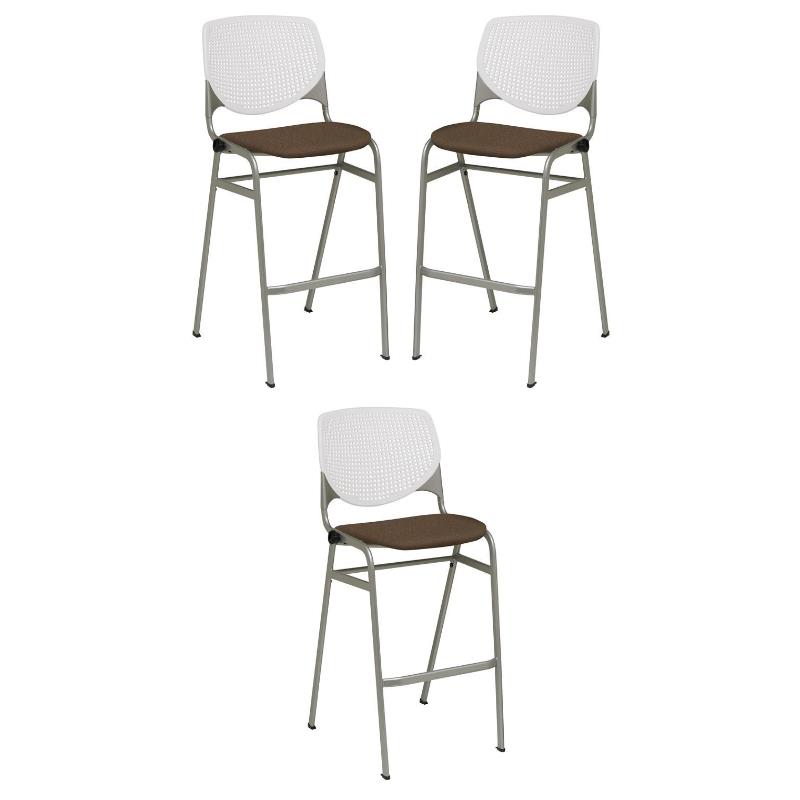 Home Square Stack Fabric Upholstered Seat Barstool in Fudge - Set of 3