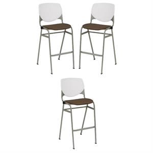 Home Square Stack Fabric Upholstered Seat Barstool in Fudge - Set of 3