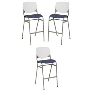 Home Square Stack Vinyl Upholstered Seat Barstool in Grape - Set of 3