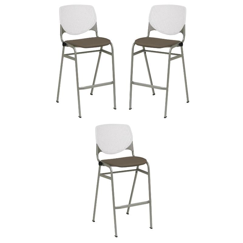 Home Square Stack Barstool in Java Vinyl Upholstered Seat - Set of 3