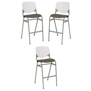 Home Square Stack Barstool in Java Vinyl Upholstered Seat - Set of 3