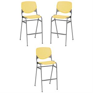 Home Square Stack Steel Frame Barstool in Yellow Finish - Set of 3