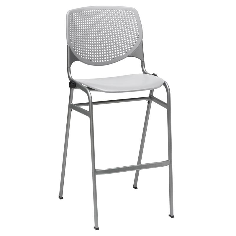 Home Square Plastic Stack Barstool in Light Gray Finish - Set of 3