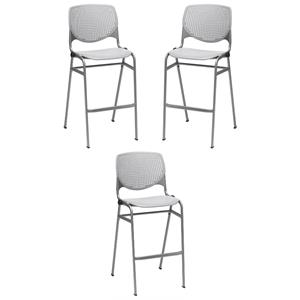 Home Square Plastic Stack Barstool in Light Gray Finish - Set of 3