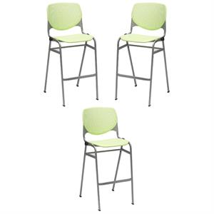 Home Square Stack Steel Frame Barstool in Lime Green Finish - Set of 3