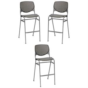 Home Square Stack Steel Frame Barstool in Brownstone Finish - Set of 3