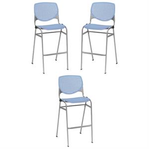 Home Square Stack Steel Frame Barstool in Peri Blue Finish - Set of 3