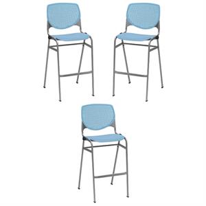 Home Square Stack Steel Frame Barstool in Sky Blue Finish - Set of 3