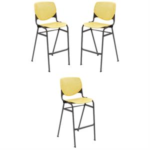 Home Square Stack Steel Frame Barstool in Yellow - Set of 3