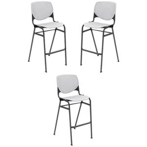 Home Square Plastic Stack Barstool in Light Gray - Set of 3