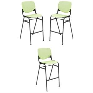 Home Square Stack Barstool in Lime Green Finish - Set of 3