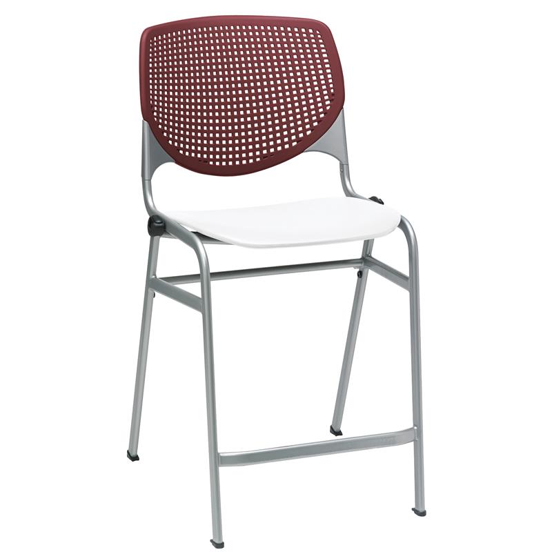 Home Square Plastic Counter Stool in Burgundy Back - Set of 3