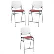 Home Square Plastic Counter Stool in White/Burgundy - Set of 3