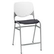 Home Square Plastic Counter Stool in White/Black - Set of 3