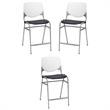 Home Square Plastic Counter Stool in White/Black - Set of 3