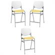 Home Square Plastic Counter Stool in White/Yellow - Set of 3