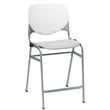 Home Square Plastic Counter Stool in White/Light Gray - Set of 3