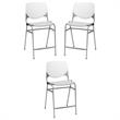 Home Square Plastic Counter Stool in White/Light Gray - Set of 3