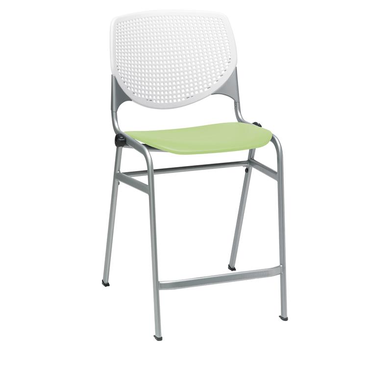 Home Square Plastic Counter Stool in White/Lime Green - Set of 3