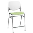 Home Square Plastic Counter Stool in White/Lime Green - Set of 3