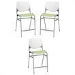 Home Square Plastic Counter Stool in White/Lime Green - Set of 3