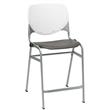Home Square Plastic Counter Stool in White/Brownstone - Set of 3