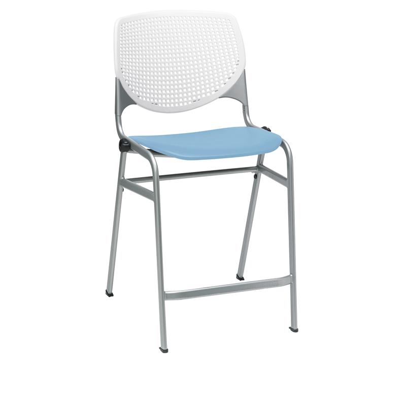 Home Square Plastic Counter Stool in White/Sky Blue - Set of 3