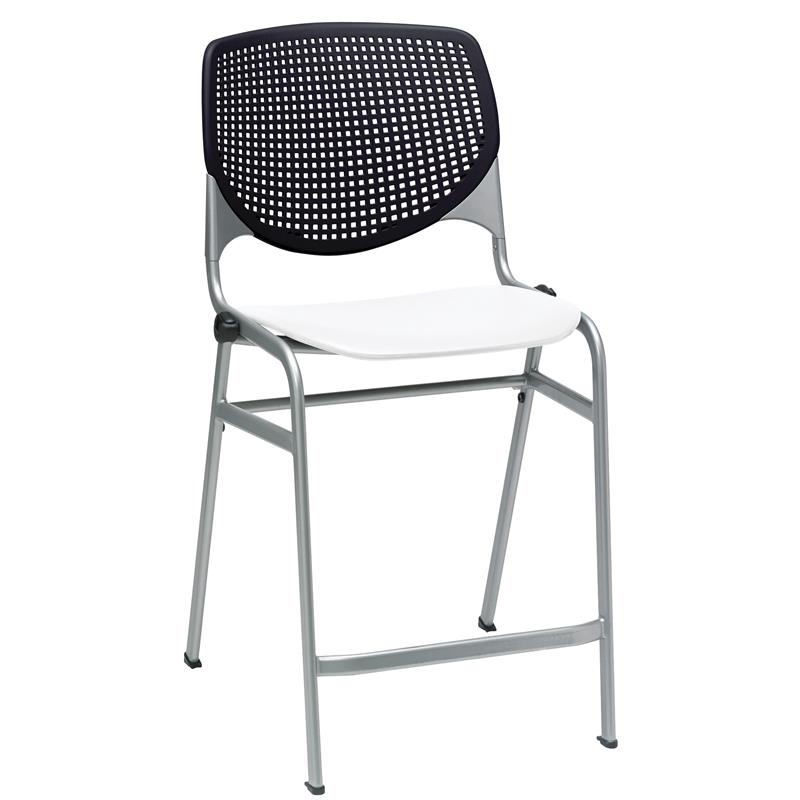 Home Square Plastic Counter Stool in Black/White - Set of 3