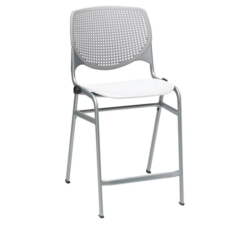 Home Square Plastic Counter Stool in Light Gray/White - Set of 3