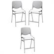 Home Square Plastic Counter Stool in Light Gray/White - Set of 3
