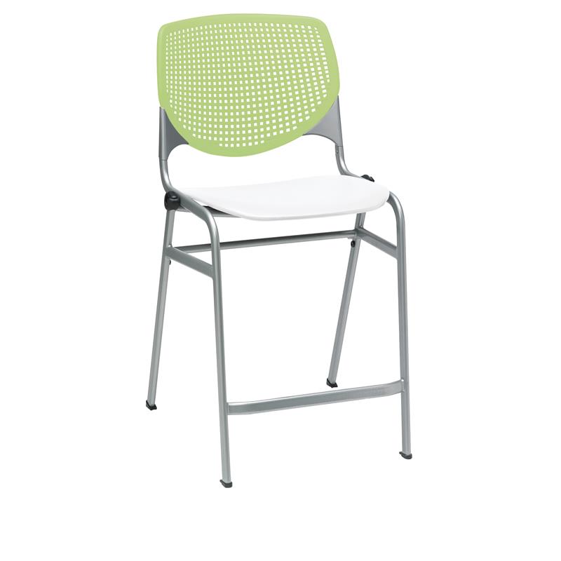 Home Square Plastic Counter Stool in Lime Green/White - Set of 3