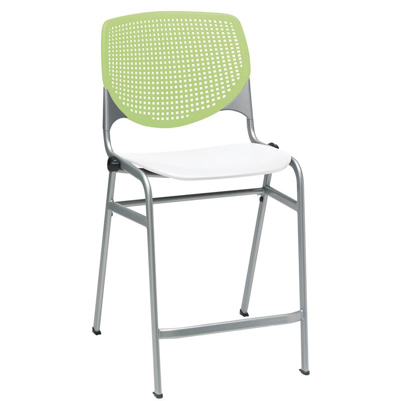 Home Square Plastic Counter Stool in Lime Green/White - Set of 3
