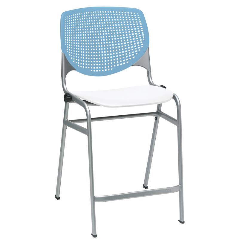Home Square Plastic Counter Stool in Sky Blue Back - Set of 3