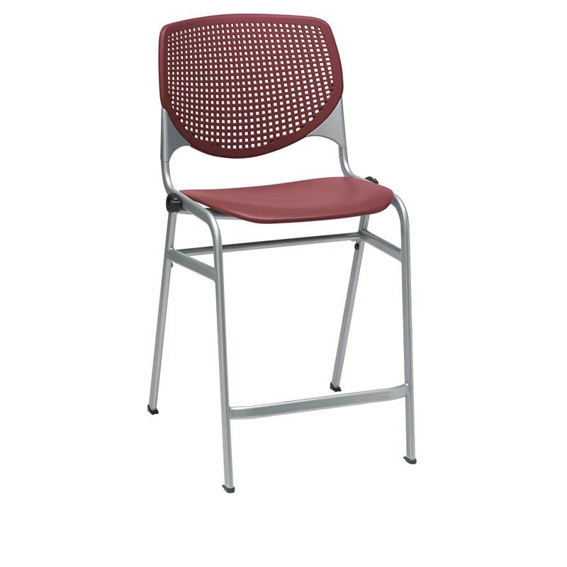 Home Square Plastic Counter Stool in Burgundy - Set of 3