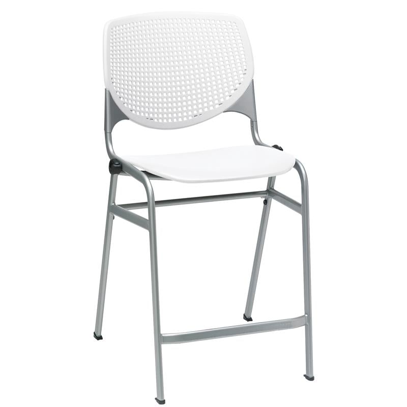 Home Square Plastic Counter Stool in White - Set of 3