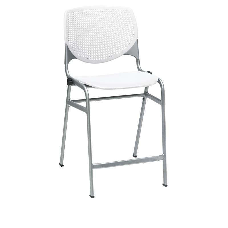 Home Square Plastic Counter Stool in White - Set of 3