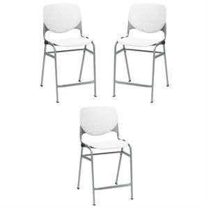 Home Square Plastic Counter Stool in White - Set of 3