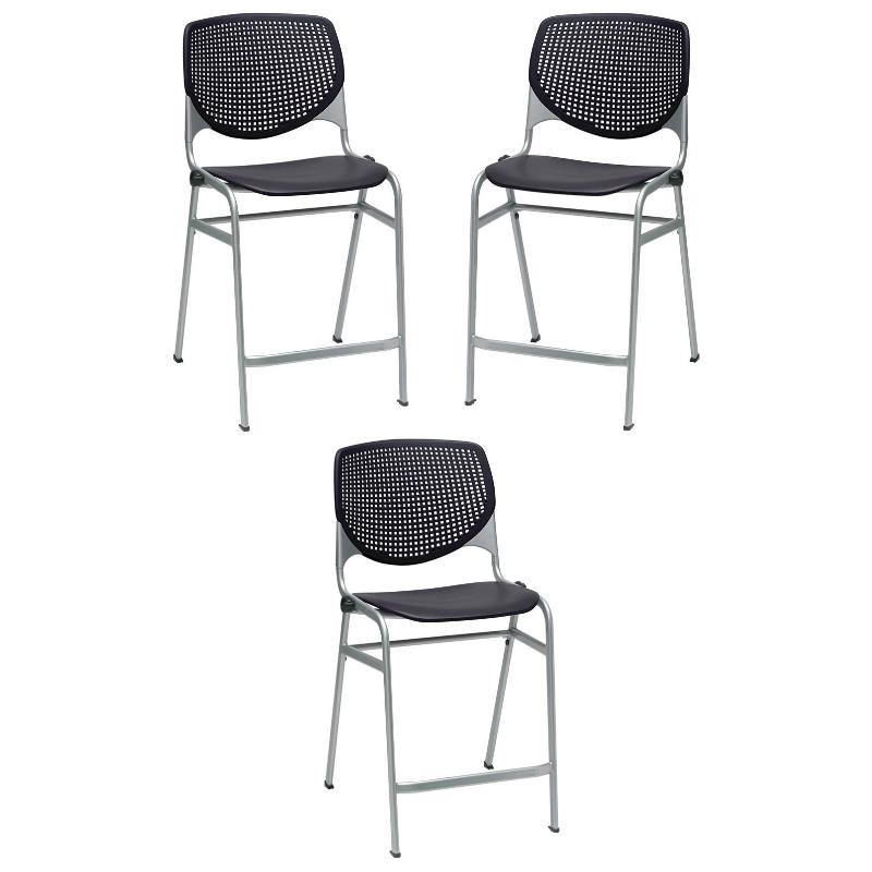 Home Square Plastic Counter Stool in Black - Set of 3