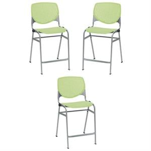 Home Square Plastic Counter Stool in Lime Green - Set of 3