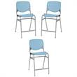 Home Square Plastic Counter Stool in Sky Blue - Set of 3