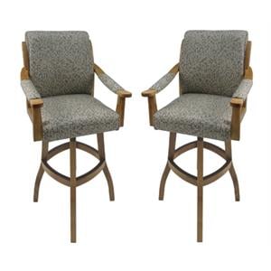 Home Square 2 Piece Solid Wood 30&quotH Swivel Bar Stool Set in Peppered Gray