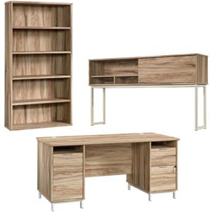 home square 3-piece set with desk & computer hutch & bookcase in kiln acacia