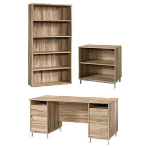 home square 3-piece set with executive desk 2 shelf bookcase & 5 shelf bookcase