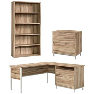home square 3-piece set with l-shape desk & lateral file & bookcase