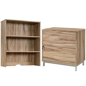 home square 2-piece set with 2 drawer lateral file & wood library hutch