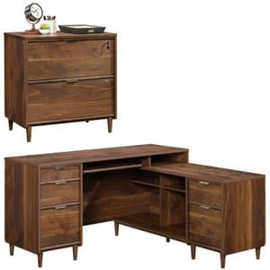Home Square 2-Piece Set with L Shaped Computer Desk & Lateral File Cabinet