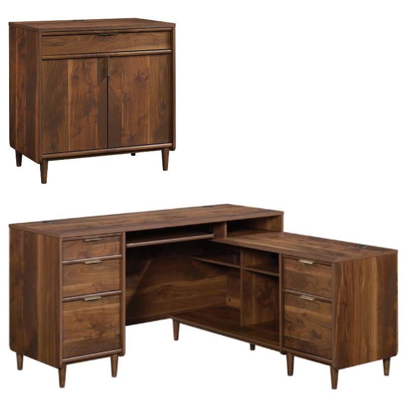 Home Square 2-Piece Set with L Shaped Computer Desk & Storage Cabinet